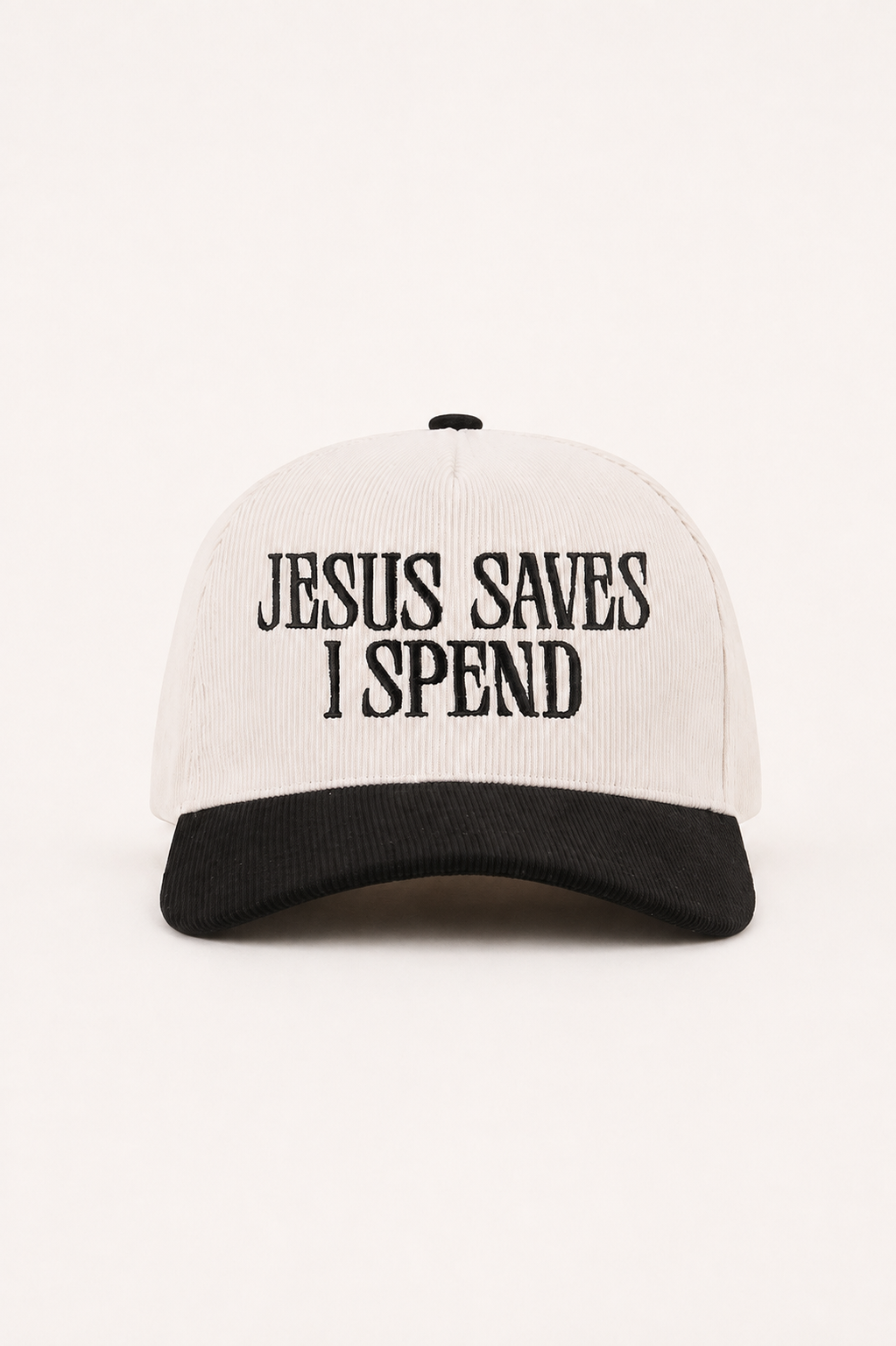 Jesus Saves I Spend Corduroy Cap