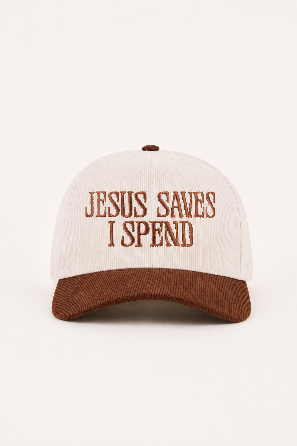 Jesus Saves I Spend Corduroy Cap