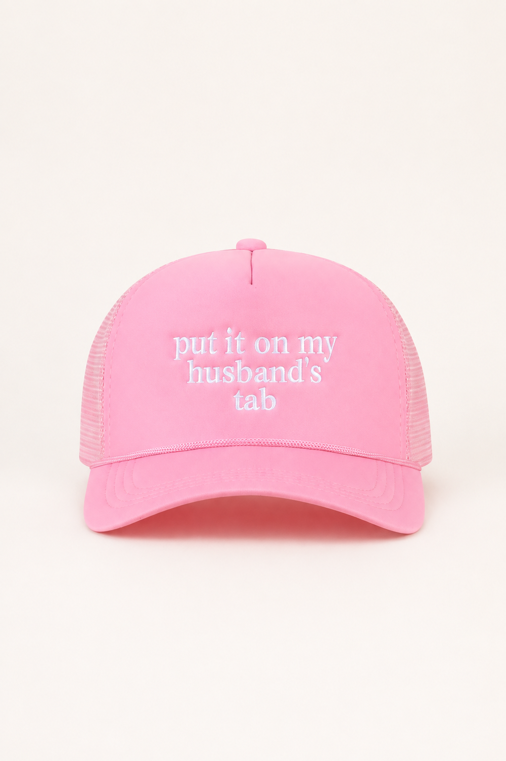 Put It On My Husbands Tab Mesh Trucker Cap