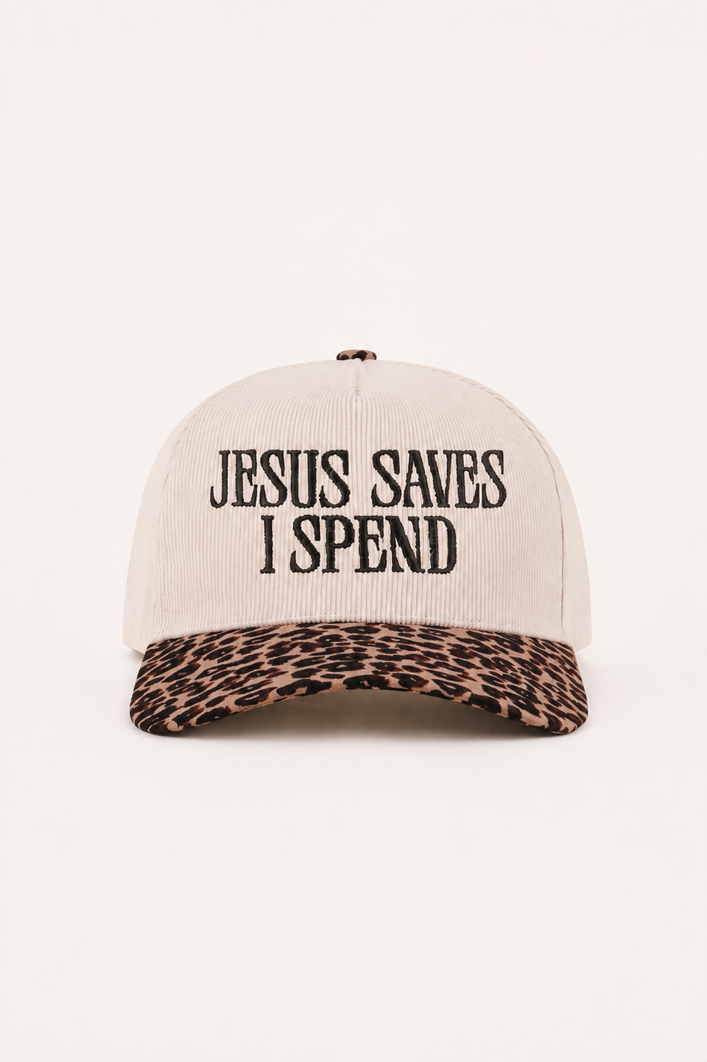 Jesus Saves I Spend Corduroy Cap